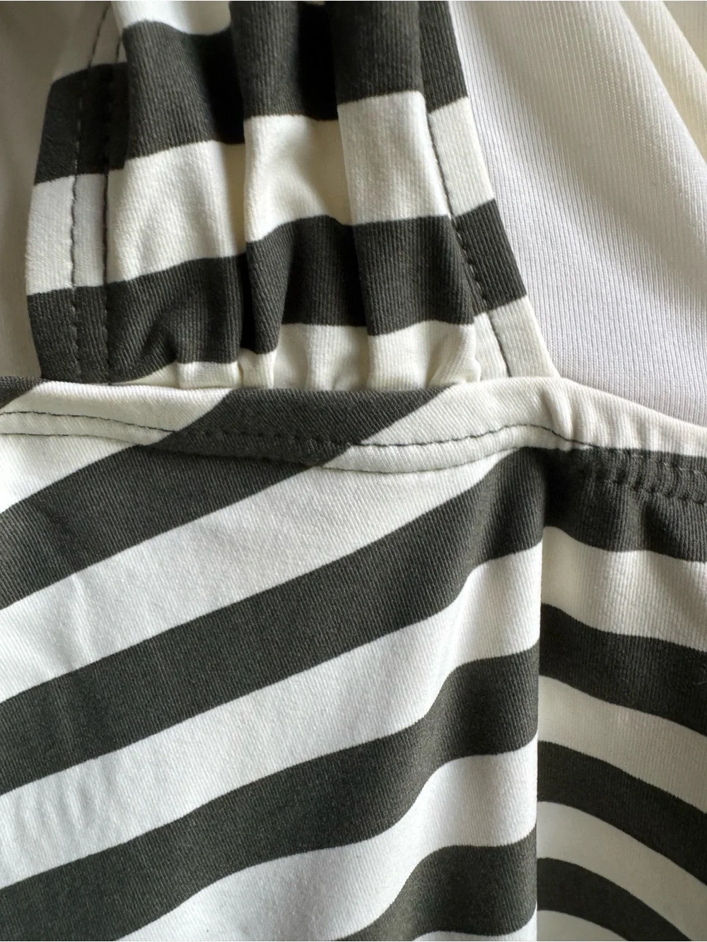 Michael Kors Olive Green & White Striped One-Shoulder One-Piece Swim